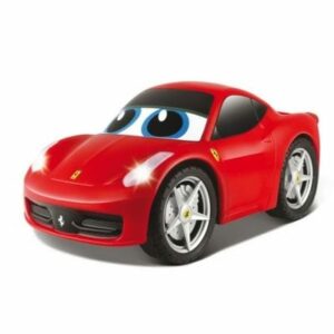 Radiostyrd bil för barn. Bilen har olika ljud- och ljuseffekter som en riktig Ferrari. Fjärrkontrollen ser ut som en ratt och det är lätt för barn att förstå hur man gör. 