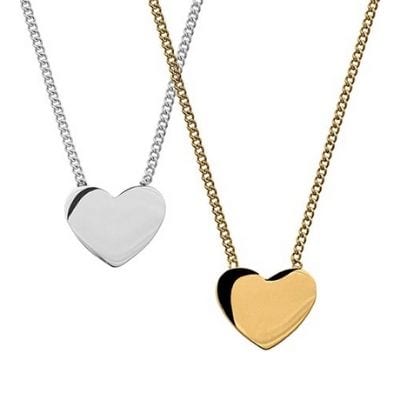 Hjärta halsband i guld eller silver