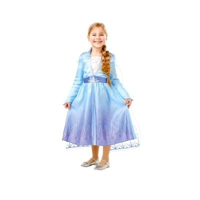 När den 5-åriga flickan har sett filmen Frost MÅSTE hon ha en ljusblå klänning och sjunga i falsett. Lika bra att köpa den samtidigt som filmen. 