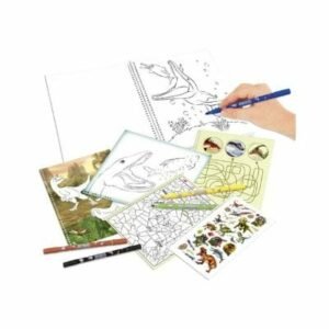 Pysselbok och målarbok med dinosaurier