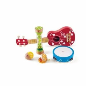 Ett paket med många musikinstrument är en julklapp som 5-åringen kommer älska.  