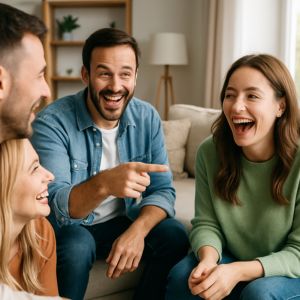 vuxna som spelar festquiz – populär lek på fest