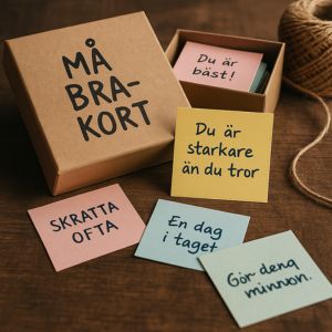 Ask med handskrivna peppkort – gör det själv-gåva med omtanke.