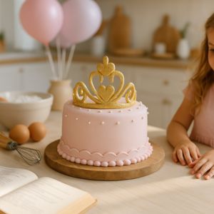 Barnkalas med prinsesstema och pastellfärgad tårta