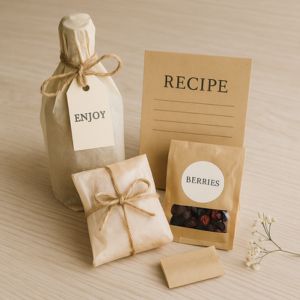 DIY-kit med dressingflaska, receptkort och presentpÄse