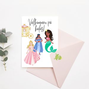 Inbjudningskort till disney kalas med prinsesstema