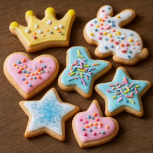 Kakor och kex formade som stjärnor och kronor till disney kalas