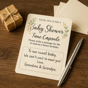 babyshower kort med personlig text