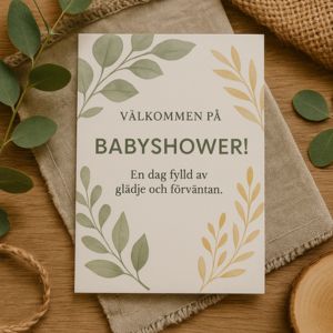babyshower inbjudningskort i neutrala fräger