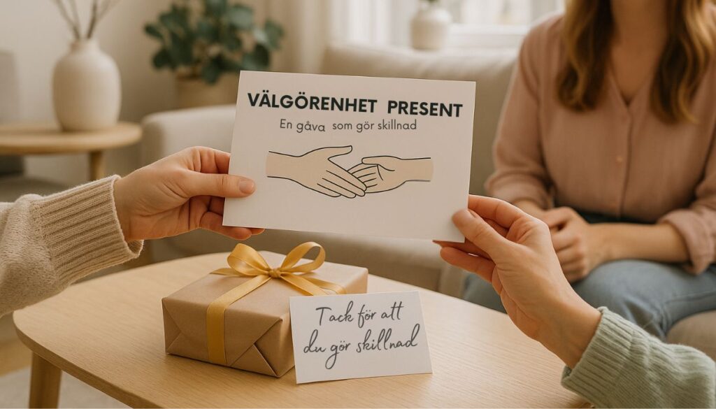 Ge bort välgörenhet som present med ett gåvobevis.