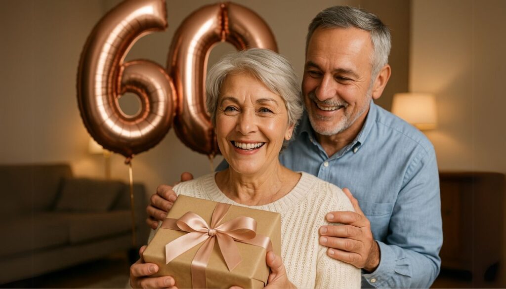 Present till fru 60 år som visar omtanke och känsla